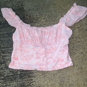 Pink floral crop top, size s